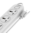 Supresor Multiple 4 Tomas Blanco, +2 Usb +1 Usb C, 1.5Mts De Cable 3X0.75Mm, 250V, 10A, 2500W Max, Usb 5V 3.1A, Protector Termico