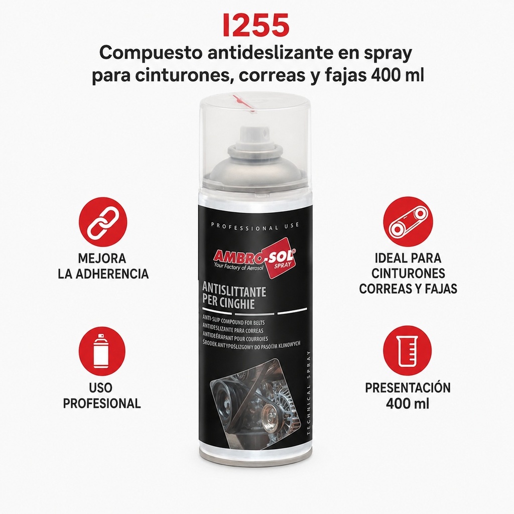Compuesto Antideslizante en Spray para Cinturones (Correas y fajas) 400 ML