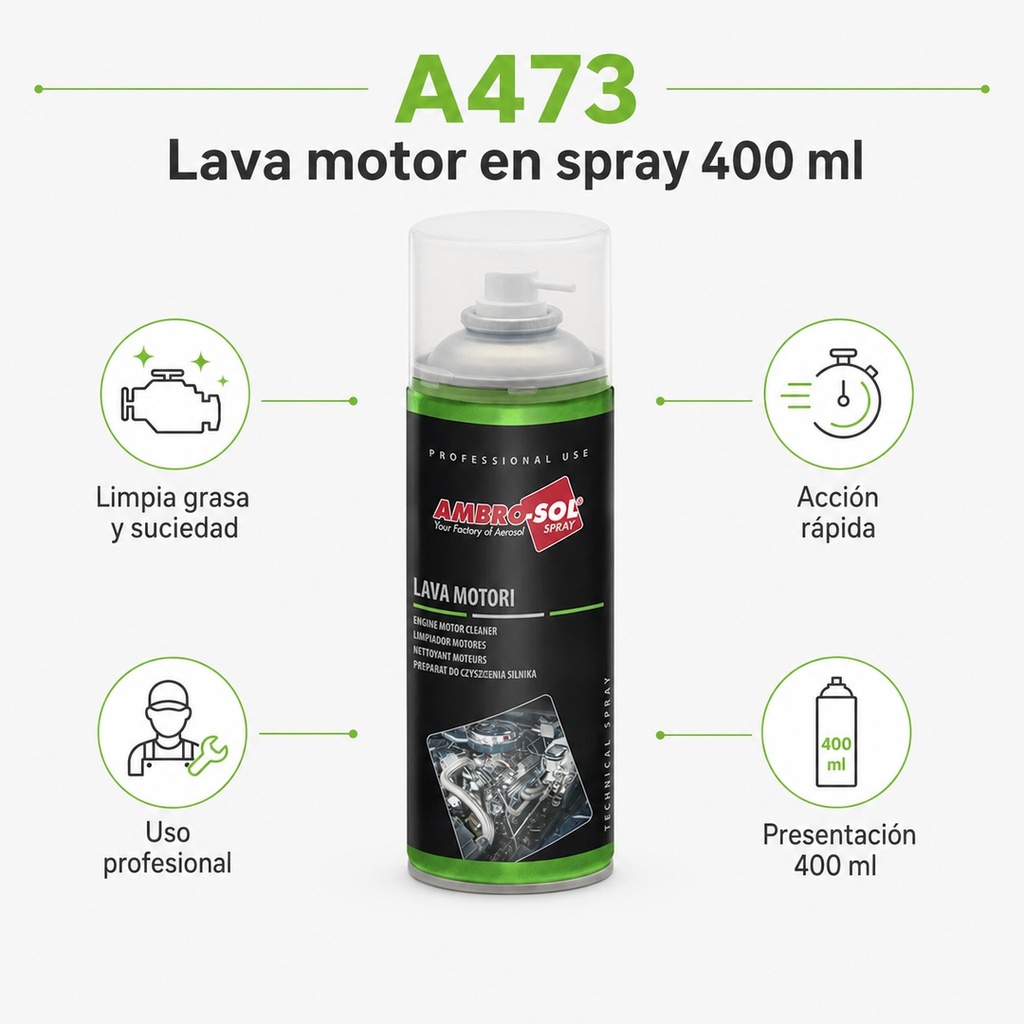 Lava Motor en Spray (Disolvente de grasas y aceites) 400 ML