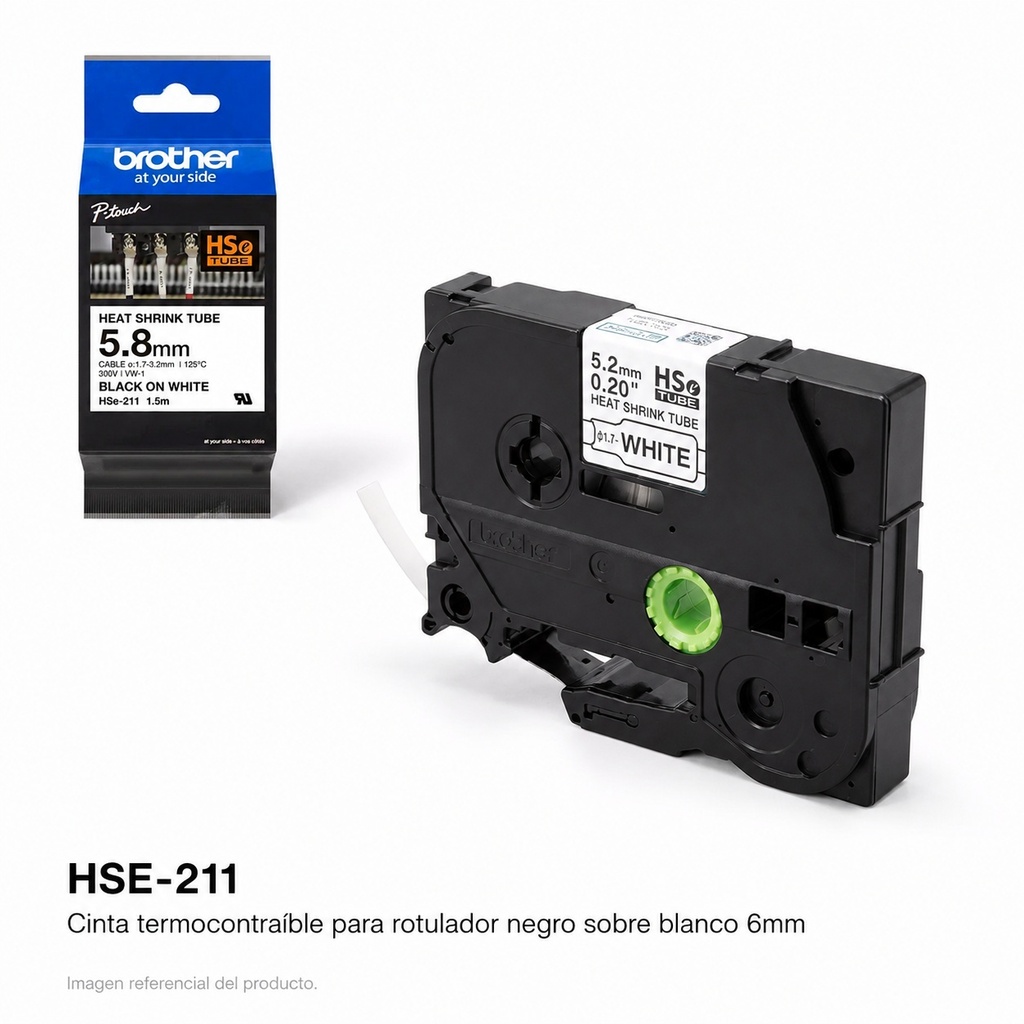 Cinta Termocontraible para rotulador negro sobre blanco 6mm