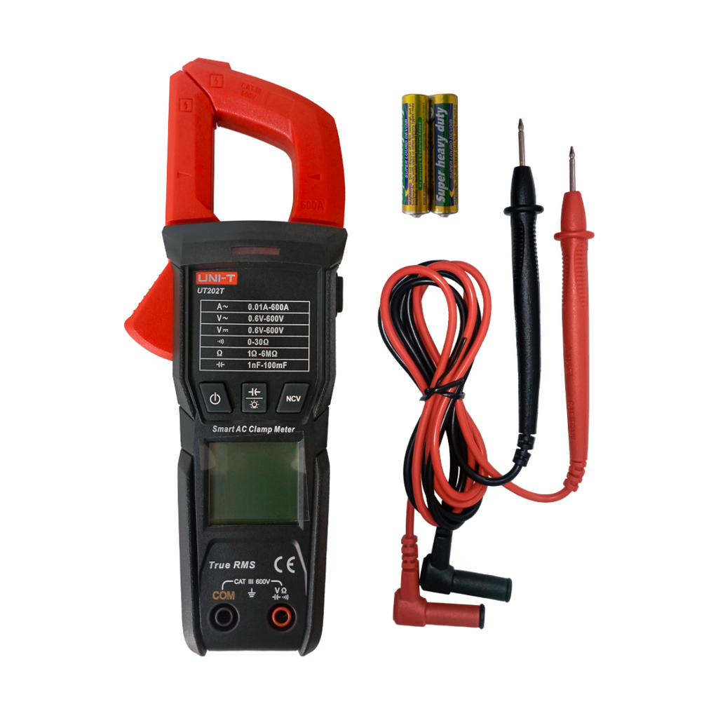 Pinza Amperimetrica Digital 600 A AC, True RMS, Medicion De Temperatura