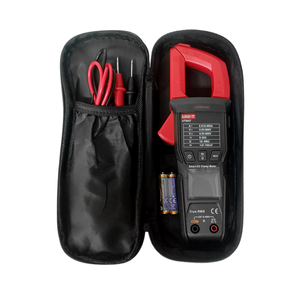 Pinza Amperimetrica Digital 600 A AC, True RMS, Medicion De Temperatura