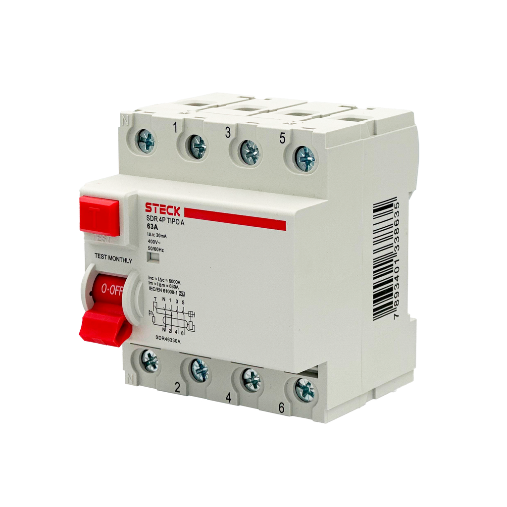 Interruptor Diferencial 4P 63A 30Ma 230V Tipo A, Iec61008