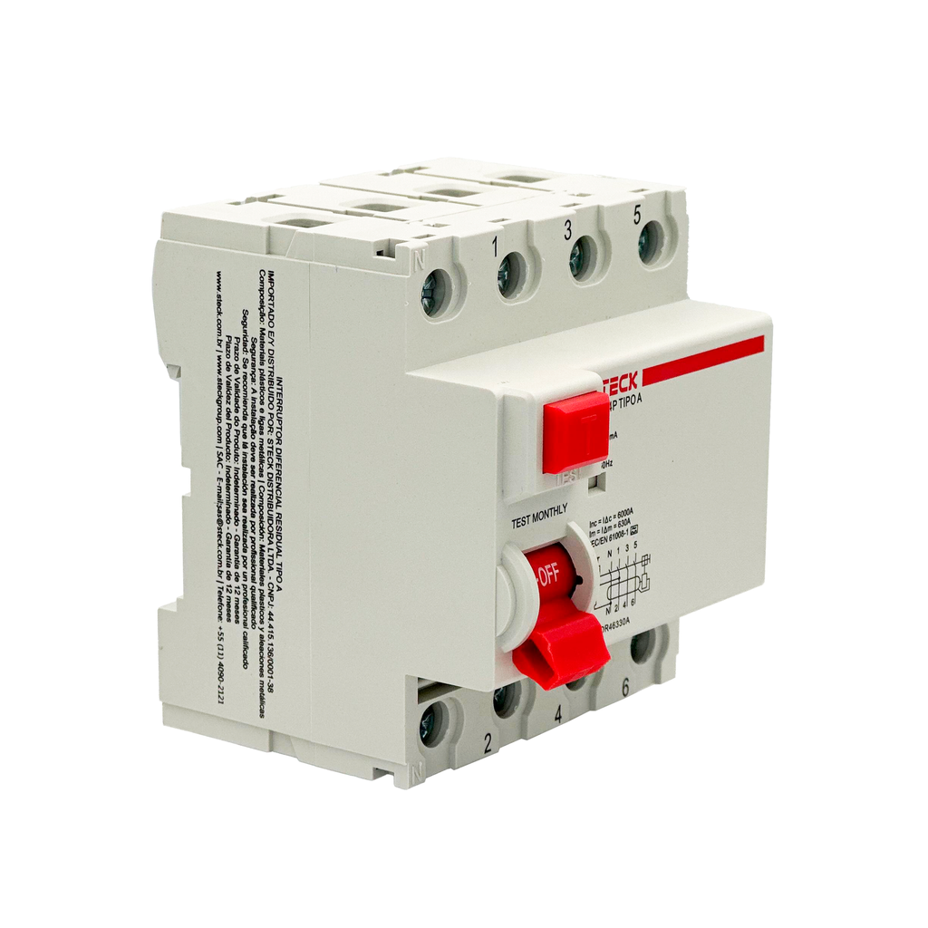 Interruptor Diferencial 4P 63A 30Ma 230V Tipo A, Iec61008