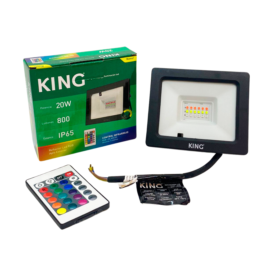 REFLECTOR LED KING 20W AC185-260V RGB CONTROL REMOTO RF