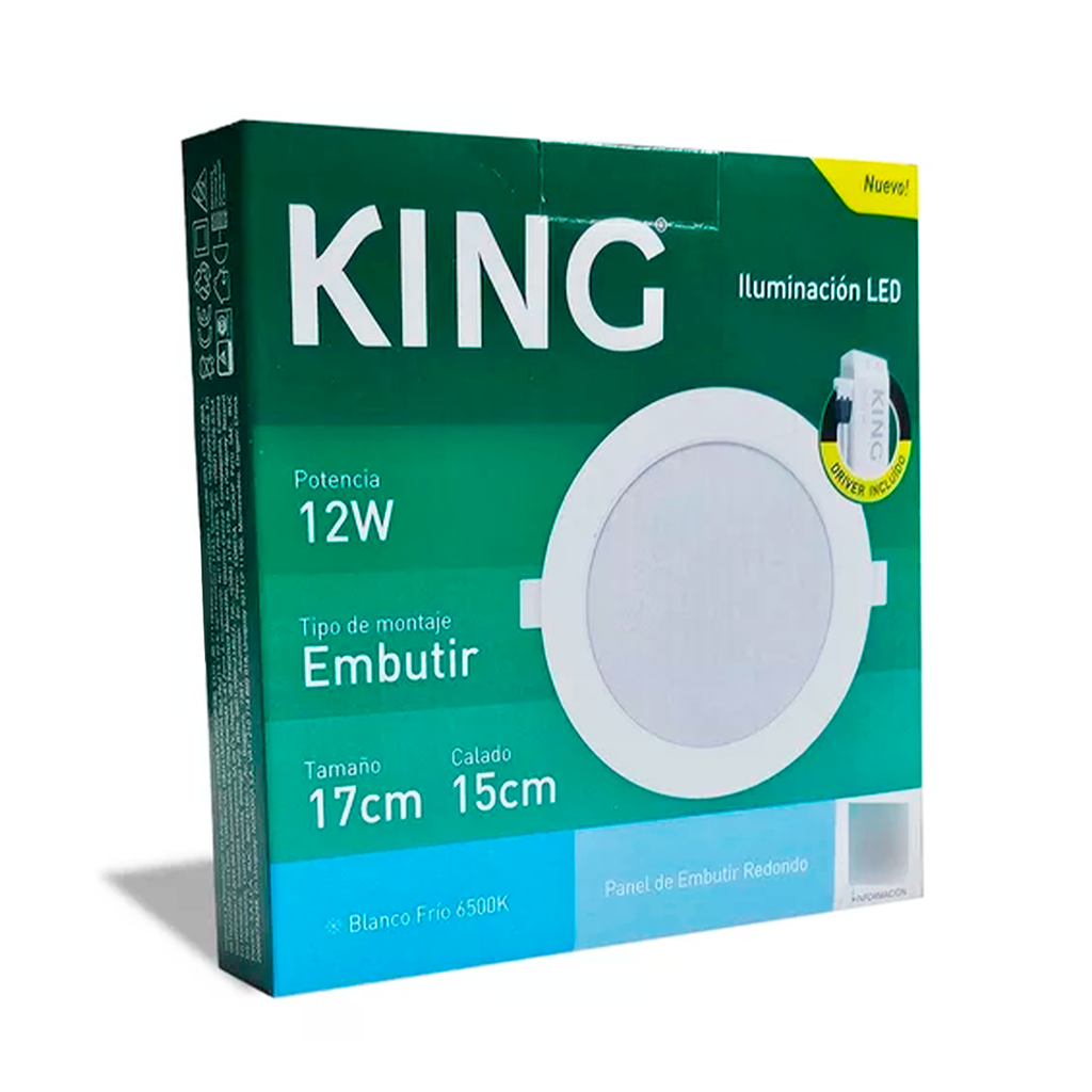 PANEL FLAT CIRCULAR KING 12W AC100-240V FRIO 6500K