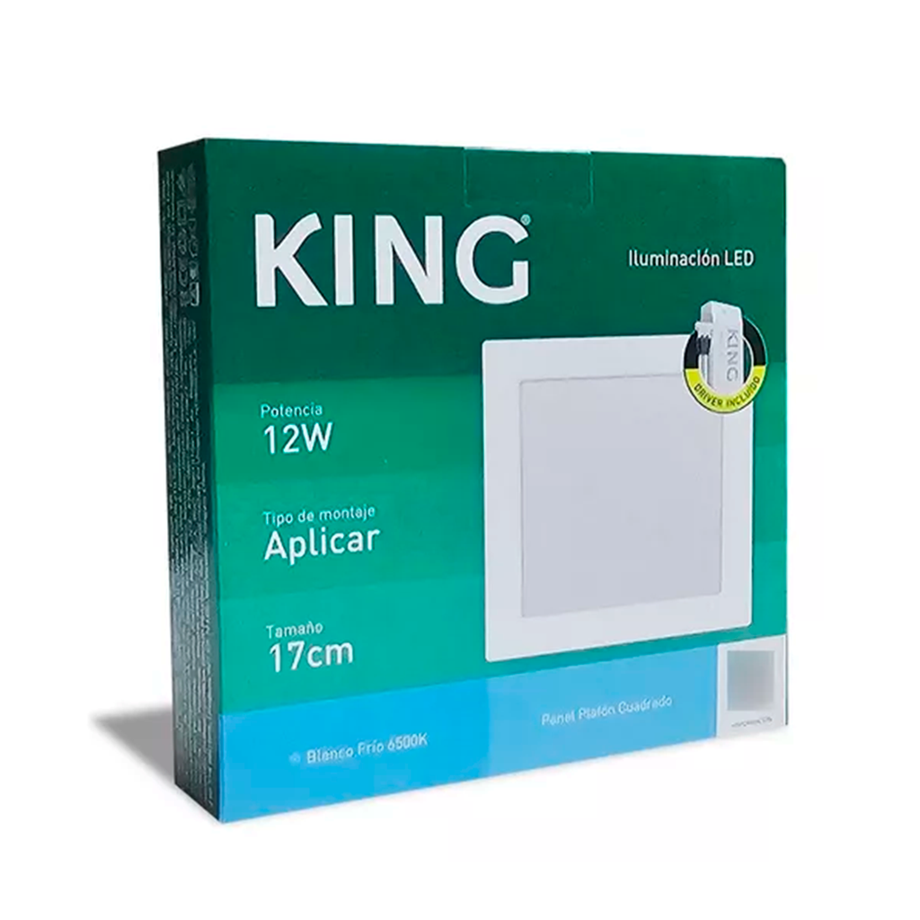 PANEL PLAFON CUADRADO KING 12W AC100-240V FRIO 6500K