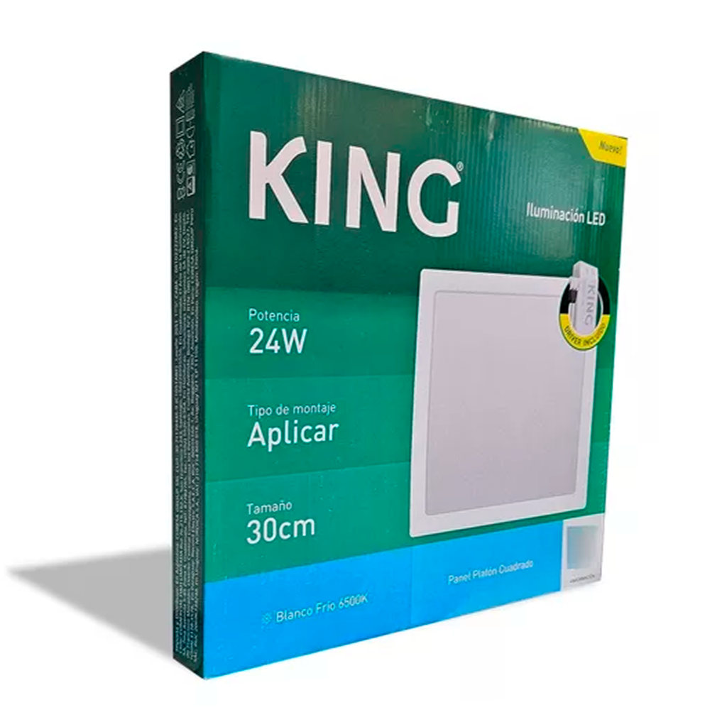 PANEL PLAFON CUADRADO KING 24W AC100-240V FRIO 6500K