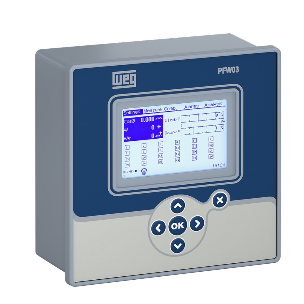 CONTROLADOR AUTOMAT. DE FACTOR DE POTENCIA 24 PASOS  ALIMENT. 95...410VVAC 45-65 MEDICION 3 FASES MEDIDAS 144x144x75mm 