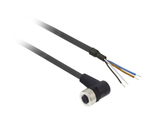Conector Sensor Hembra Acodado 4P M12 Cable 5Mts 