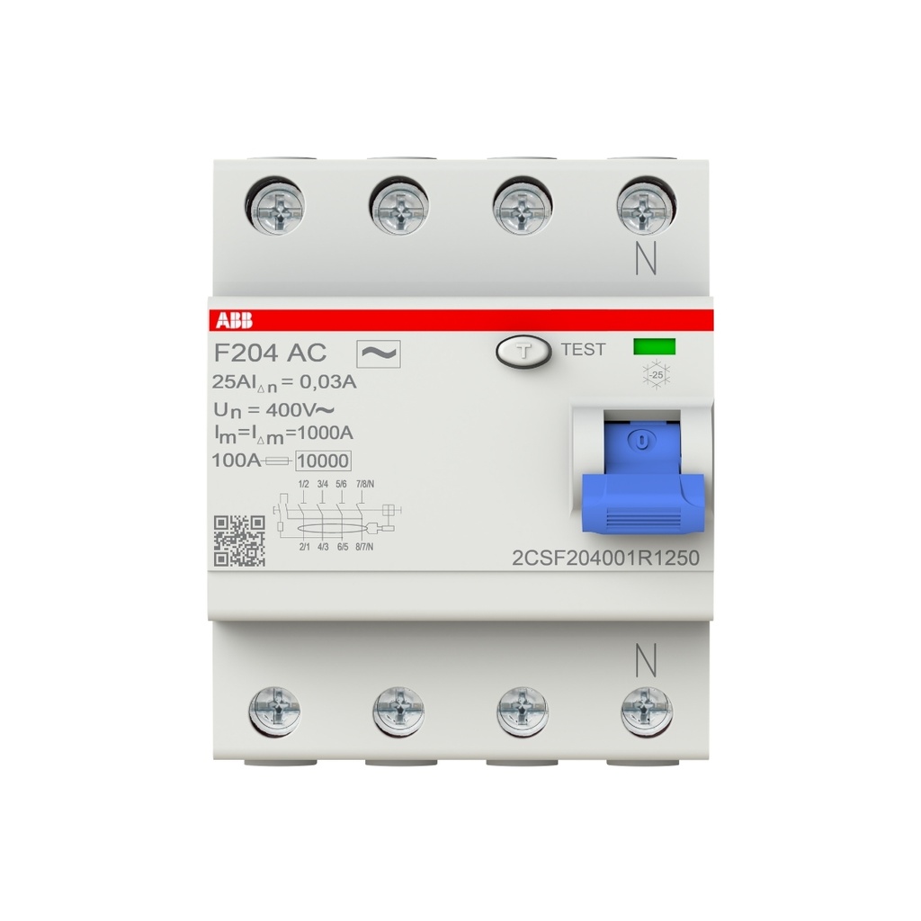 Int. Diferencial 4P 25A 30Ma T. Ac Serie F200-Ac