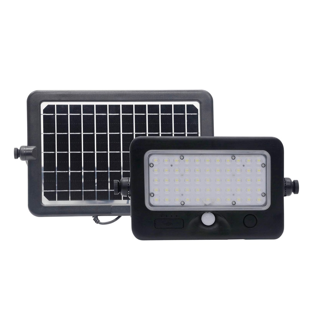 REFLECTOR SOLAR PORTATIL CON CARGA PARA USB SENSOR DE MOVIMIENTO 10W 6000K