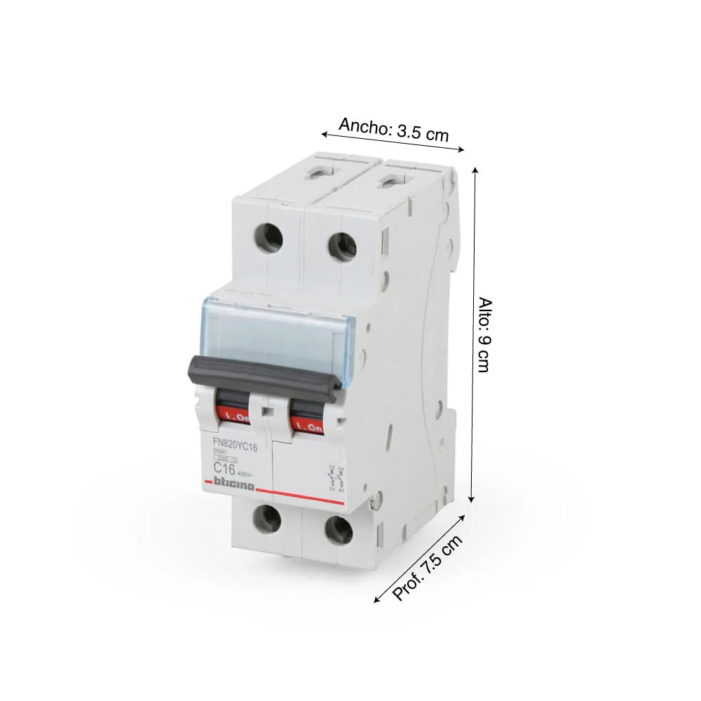 INT. AUT. TERMOMAGNETICO P/RIEL 2P C16 10/6KA 220/440V C DIN BTDIN