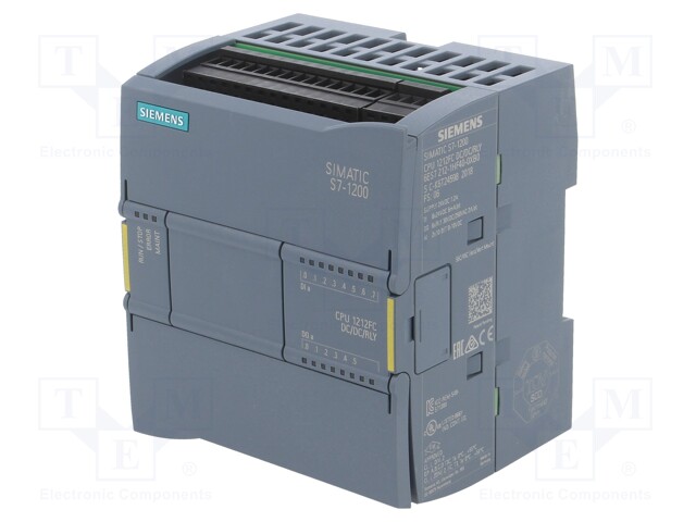 Simatic S7-1200, Cpu 1212Fc, Cpu Compacta Dc/Dc/Relé, E/S Integradas: 8 Di Dc 24V; 6 Do, Rele 2 A; 2 Ai 0-10V Dc, Aliment.: Dc 20,4-28,8V Dc