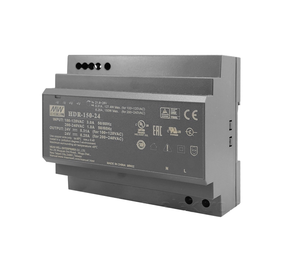 Fuentes de alimentación en carril DIN 150W 24VDC 6.3A Class II DIN Rail