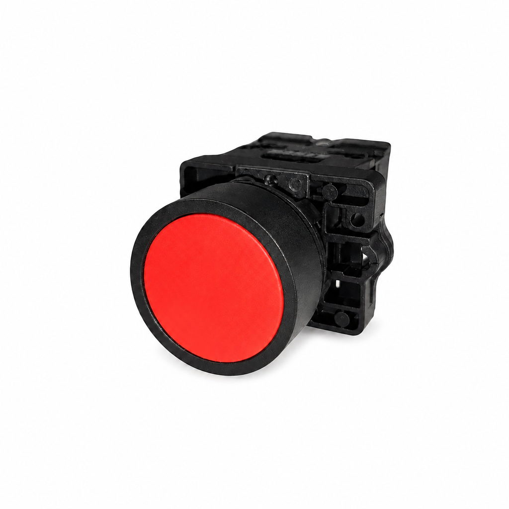 Pulsador Rasante Pvc Rojo 22Mm 1Nc