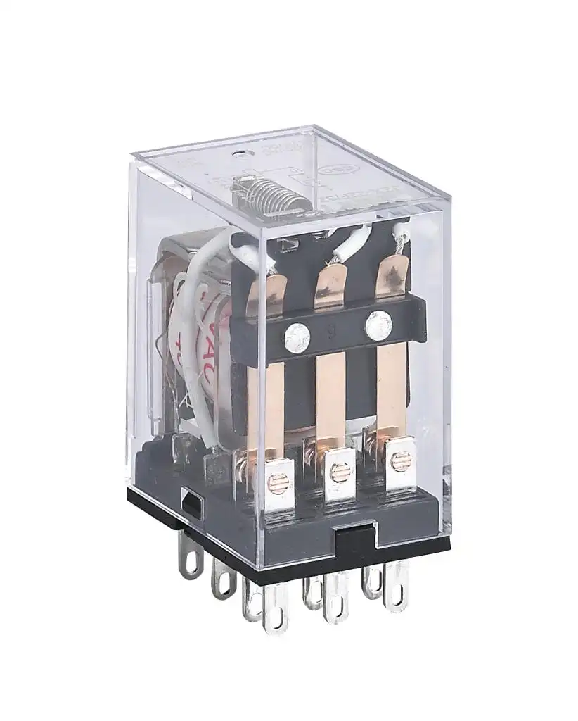 Rele De Potencia, 8 Pines Planos, Plug In, Bob.24Vdc 2Na/Nc, Con Indicador Mecan.
