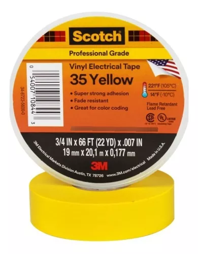 CINTA AISL. SCOTCH 35 VINILO 3/4"X 20MTS AMARILLO