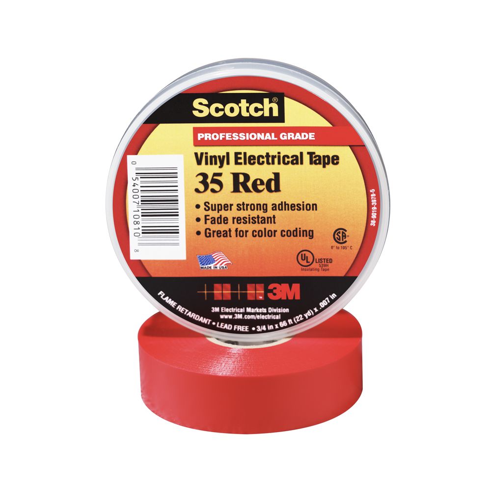 CINTA AISL. SCOTCH 35 VINILO 3/4&quot;X 20MTS ROJO