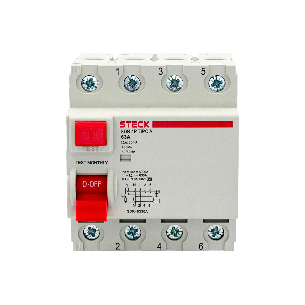 Interruptor Diferencial 4P 63A 30Ma 230V Tipo A, Iec61008