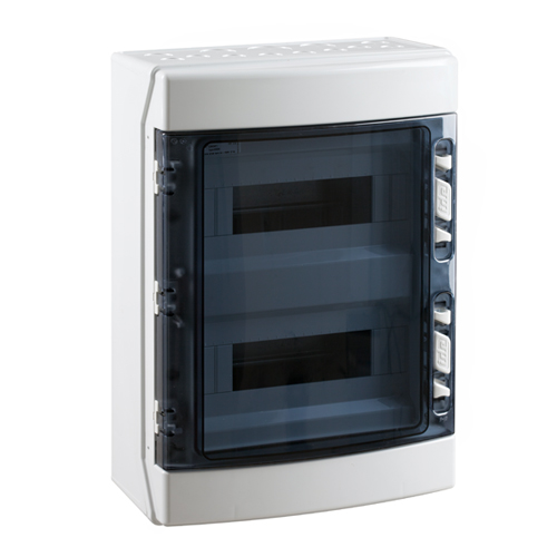 Tablero libre halógeno adosable c/puerta fumé 24 polos s/tierra UV IP65 IK08