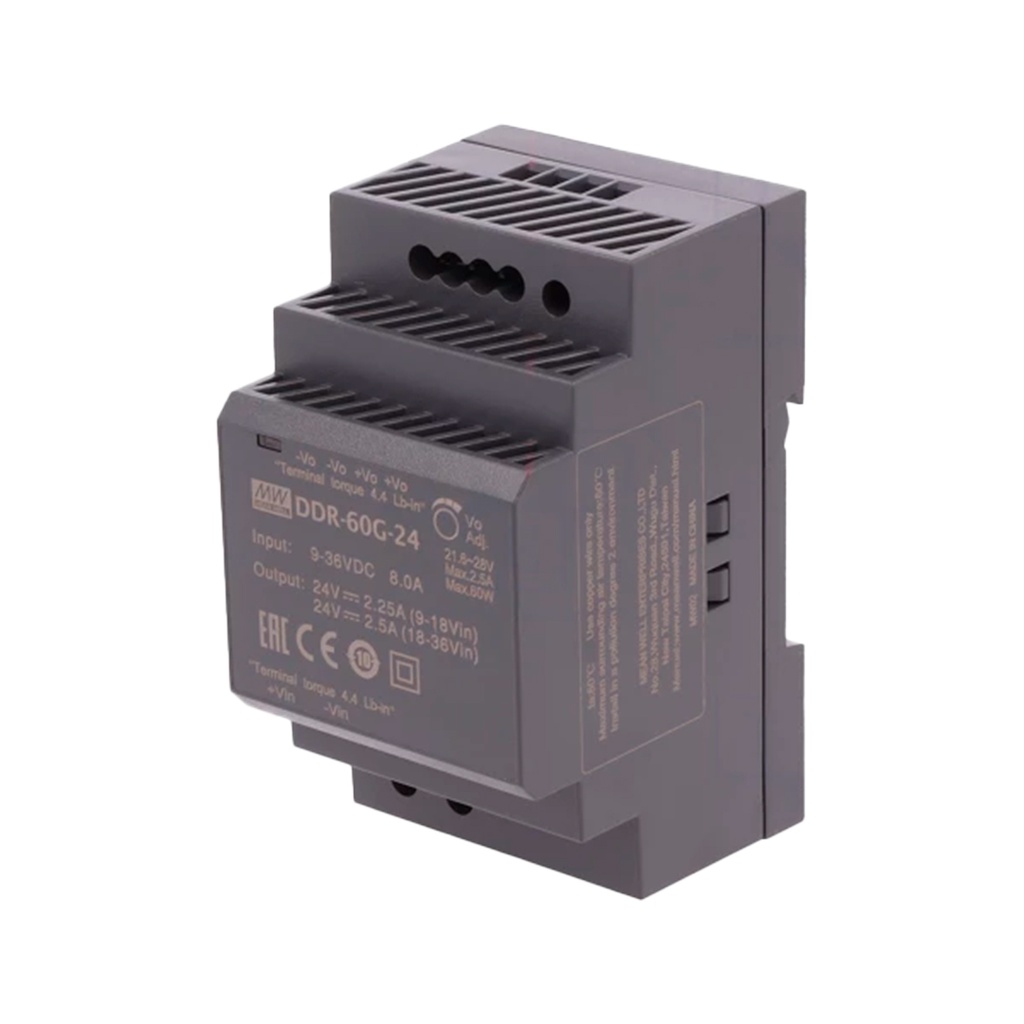 Convertidores DC/DC aislados - montaje en riel DIN 60W 9-36Vin 24Vout 2.5A DIN Rail