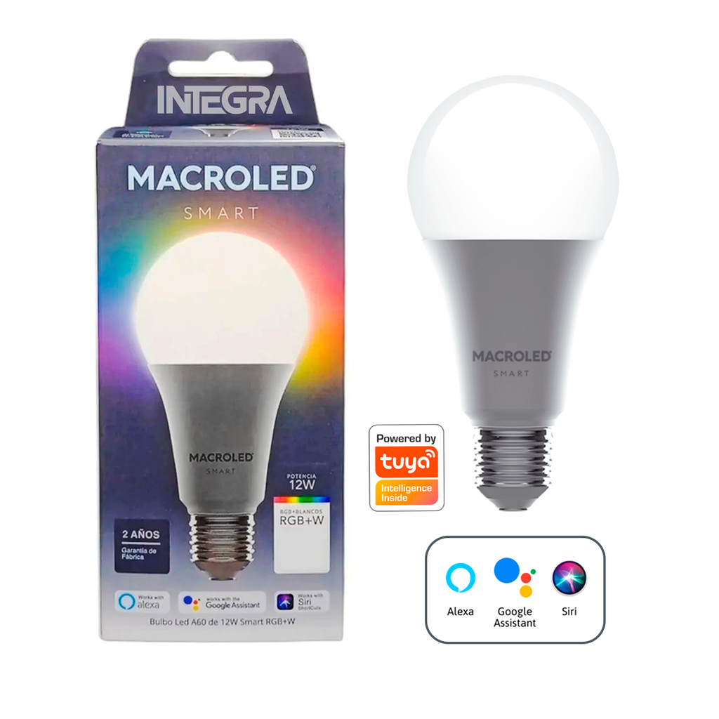 FOCO LED SMART A60 12W - E27 100-240VAC - WIFI+BLUETOOTH - RGB+BLANCOS
