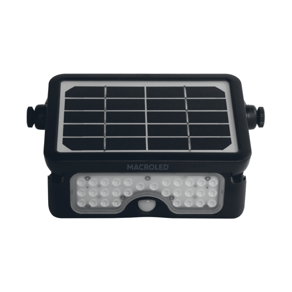 Reflector Led Solar P/Pared C/Sensor De Movimiento 5W Ip65 Luz Cálida 3000K