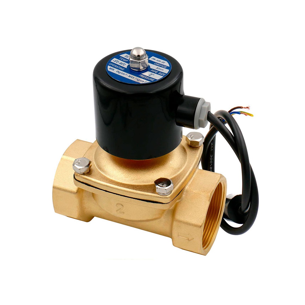 Valvula solenoide de latón, conexión de 2" NPT, FKM, 220Vac