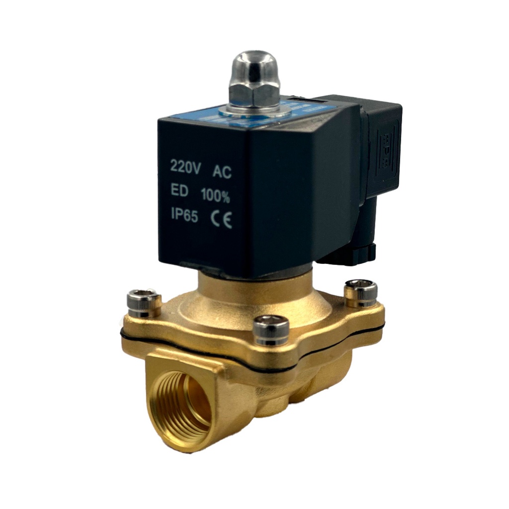 Valvula solenoide de latón, conexión de 1/2" NPT, FKM, 220Vac