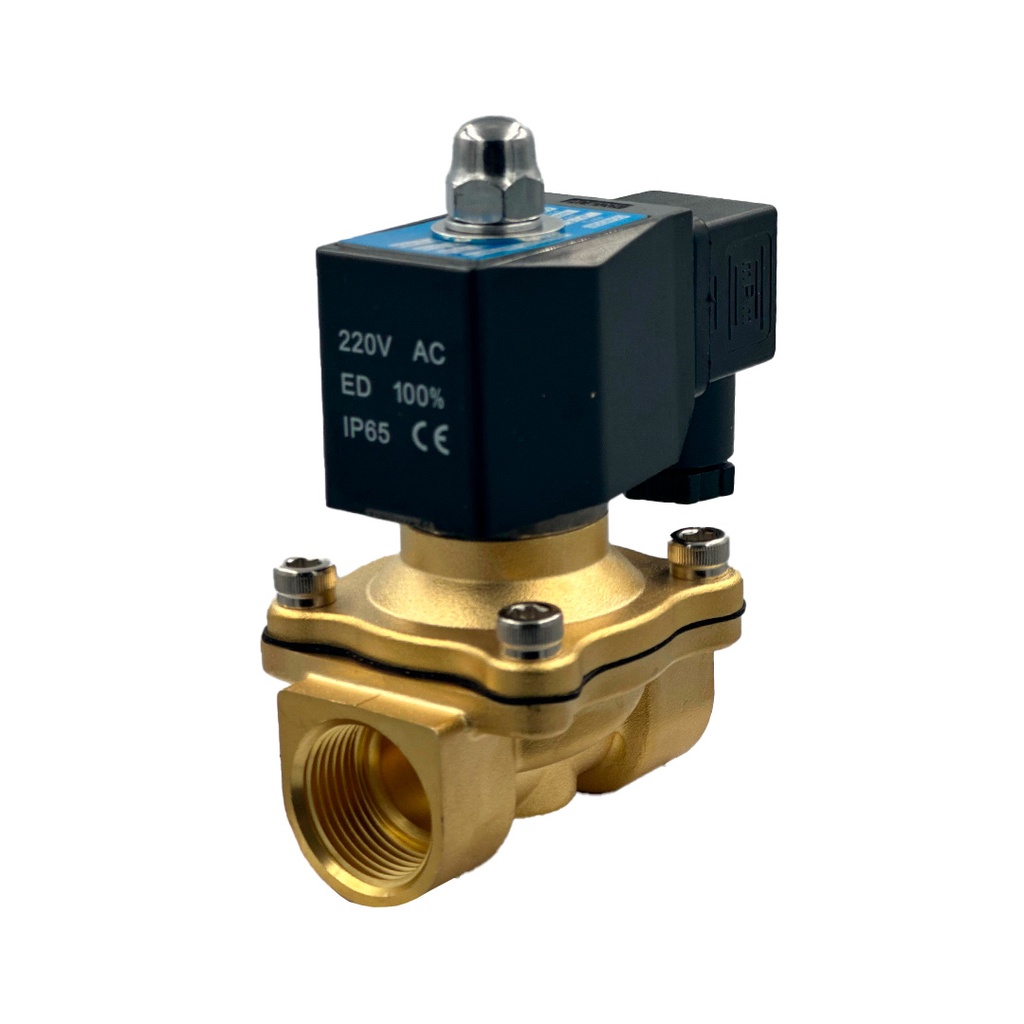 Valvula solenoide de latón, conexión de 3/4" NPT, FKM, 220Vac