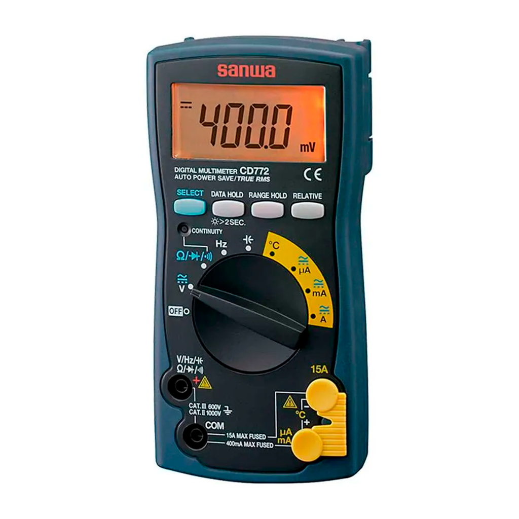Multimetro True Rms, Hasta 1000V Ac/Dc, Pantalla Iluminada, Auto-Rango