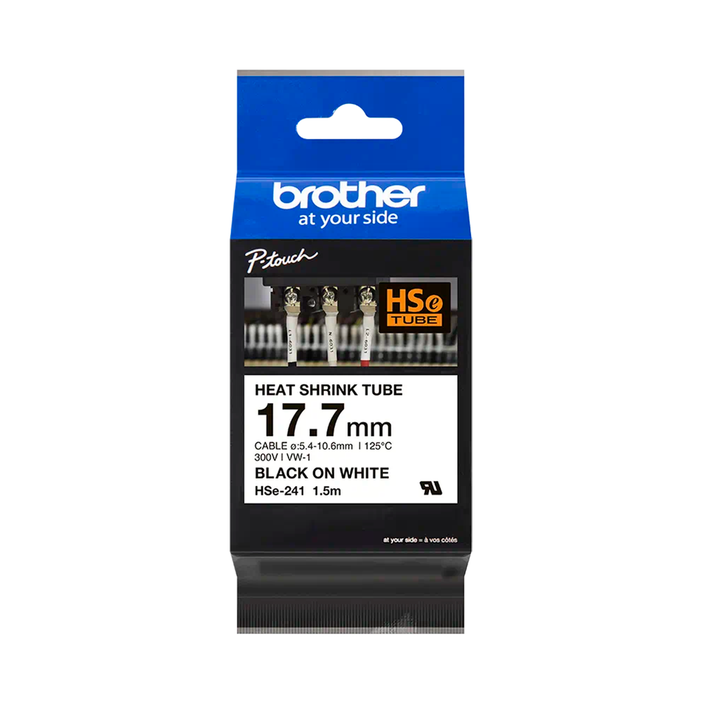 Cinta Termocontraible para rotulador negro sobre blanco 18mm