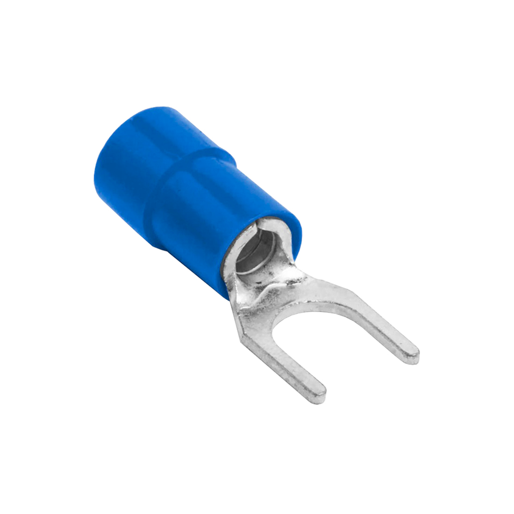 Terminal Horquilla Aislado Azul (100 und) Ø 3/16" (5mm) – 14-16 AWG (1.5-2.5mm²)