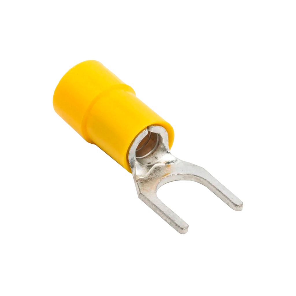 Terminal Horquilla Aislado Amarillo (100 und) Ø 3/16" (5mm) – 12-10AWG (4-6mm²)