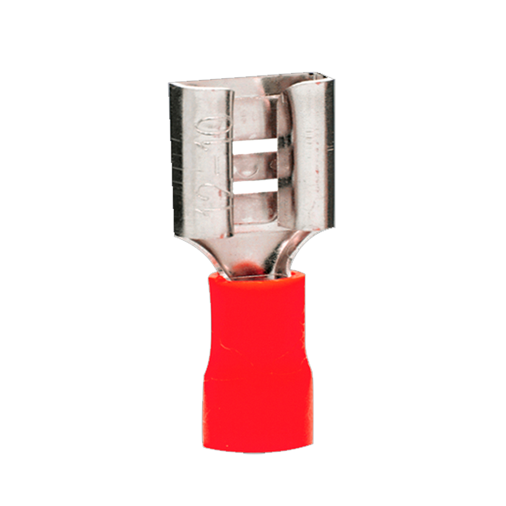 Terminal Hembra Aislado 7.5mm (ancho) – 22-16 AWG (0.5-1.5mm²) Rojo (100 und)