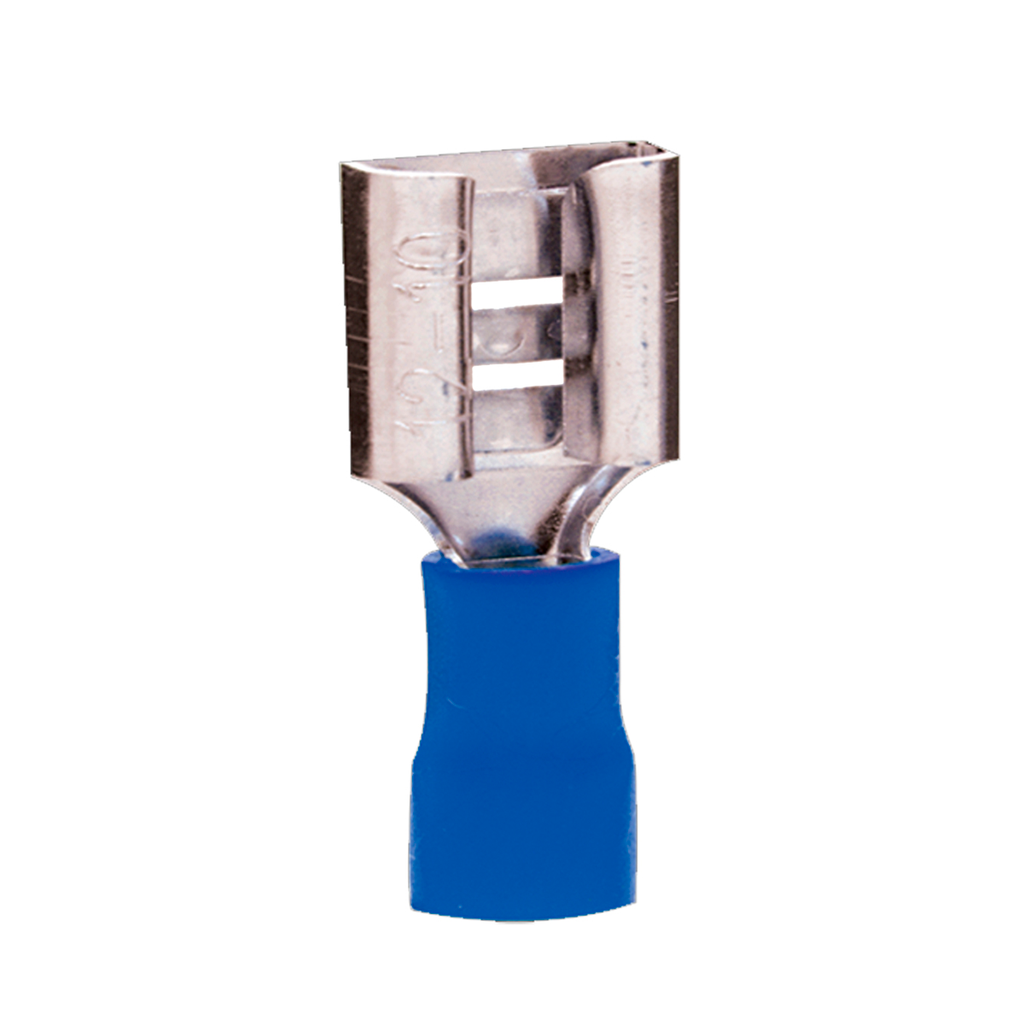 Terminal Hembra Aislado 7.5mm (ancho) – 16-14 AWG (1.5-2.5mm²) Azul (100 und)