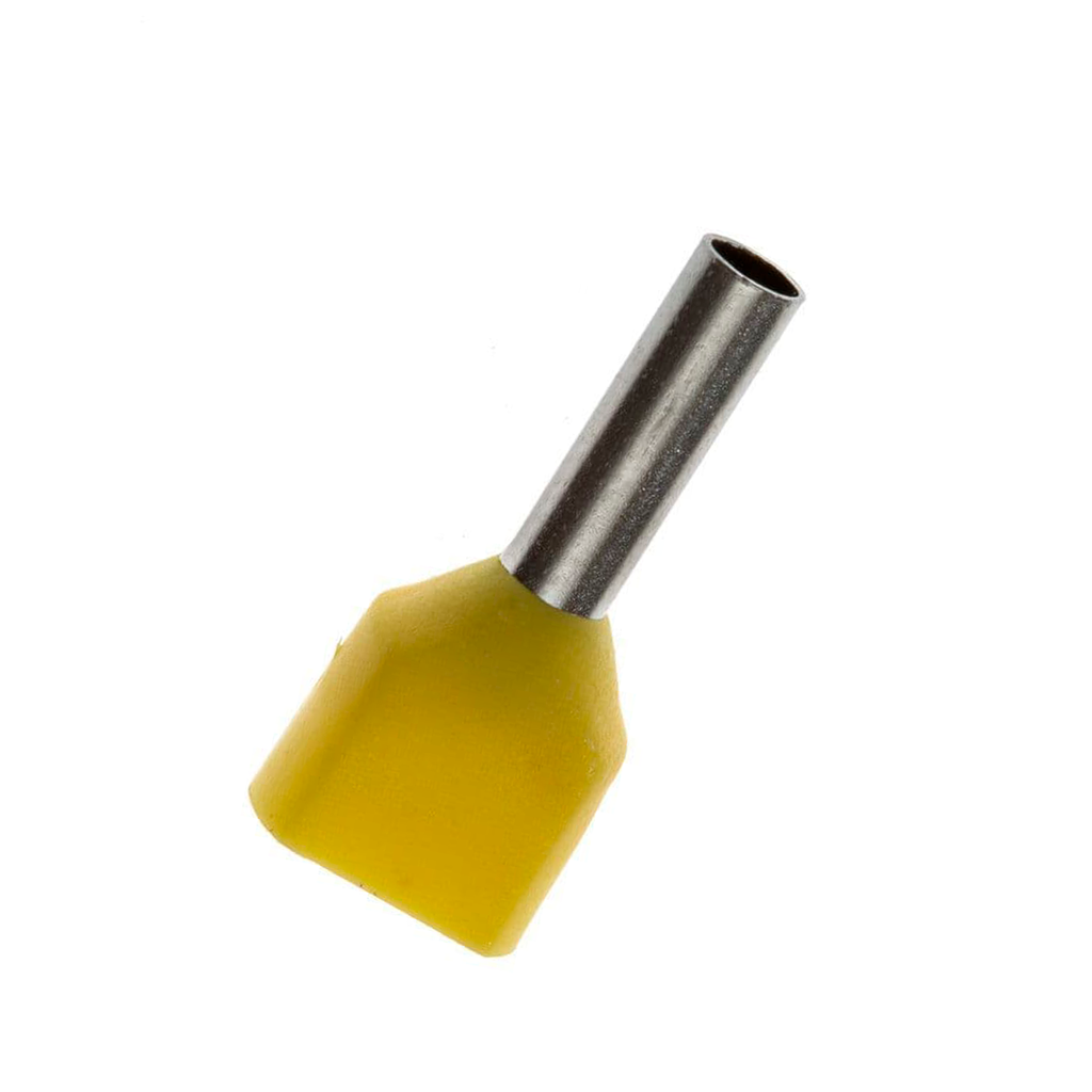 Terminal Sobremoldeado Doble – 18 AWG (1mm²) Amarillo (100 und)