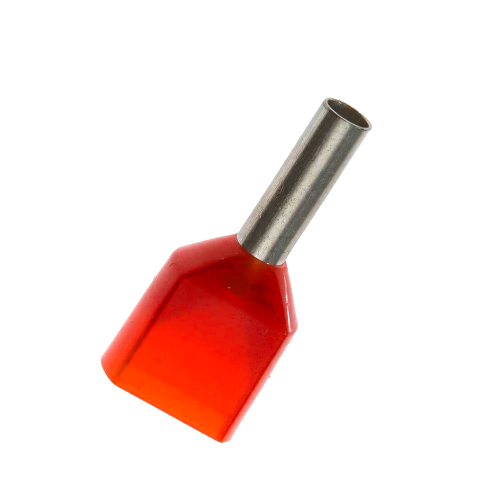 Terminal Sobremoldeado Doble – 16 AWG (1.5mm²) Rojo (100 und)