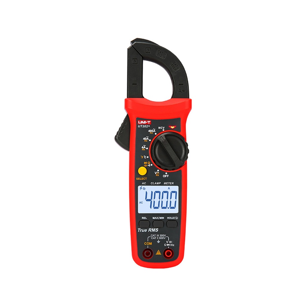 Pinza Amperimetrica Digital 400 A AC, True RMS, Medicion De Temperatura