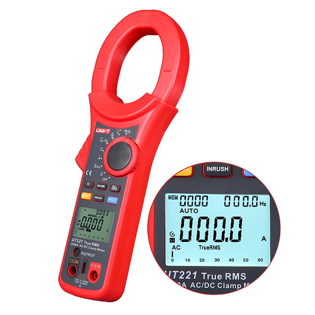 Pinza Amperimetrica Profesional 2000 A AC/DC, True RMS, Alta Capacidad