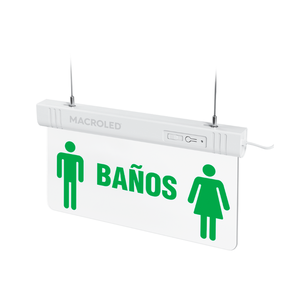 LETRERO LED AUTON. 3HORAS-1W DE SALIDA DE EMERGENCIA LUMINOSO-PE- (BAÑOS)