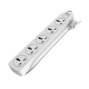 SUPRESOR MULTIPLE 5 TOMAS, BLANCO, 3MTS DE CABLE 3X0.75MM, 250V, 10A, 2500W MAX, PROTECTOR TERMICO