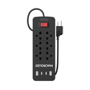 Supresor 6 Tomas Negro, 2 USB + 2 USB-C, 1.5m, 2200W