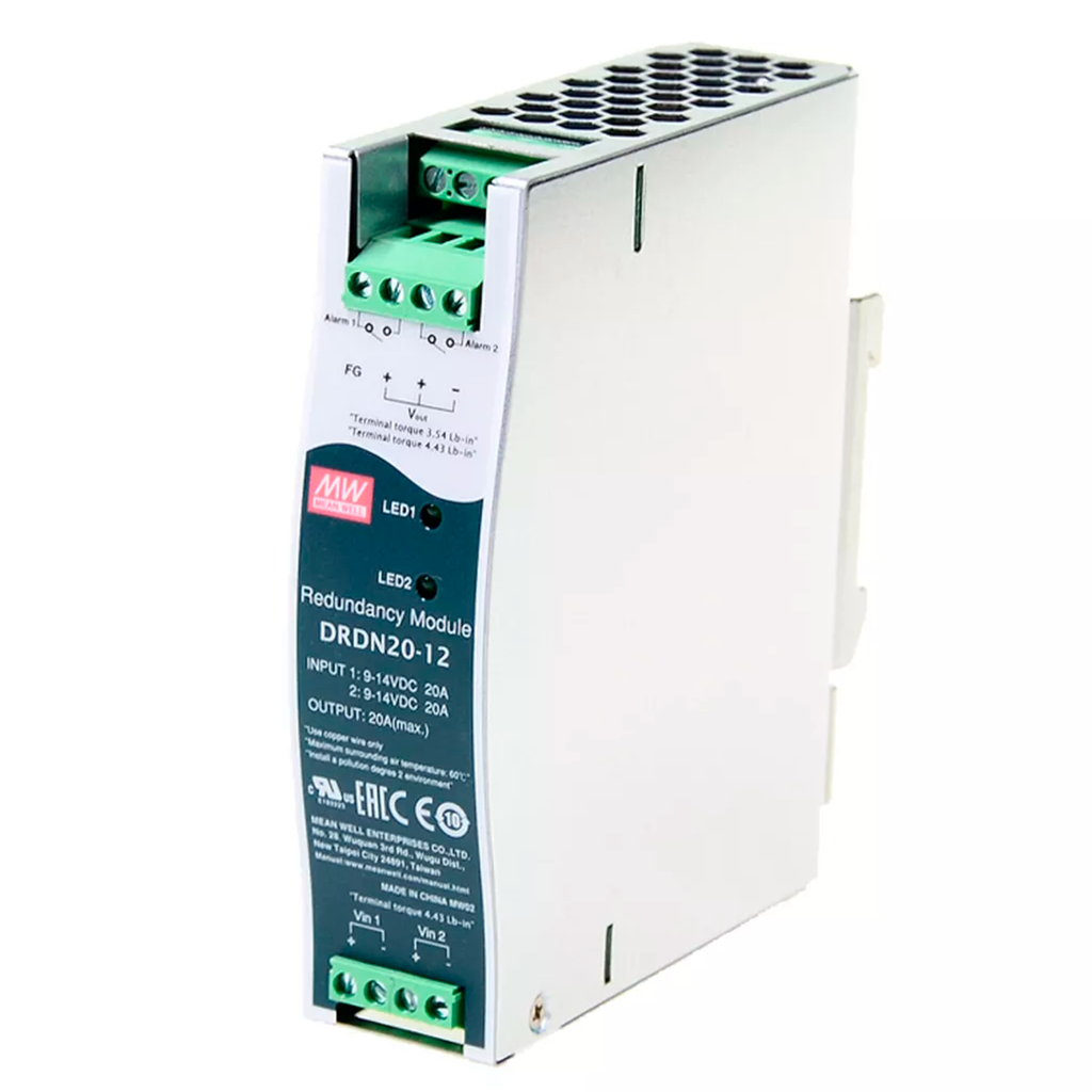 Modulo de redundancia para carril DIN; 12VDC 20A 9-14VDC