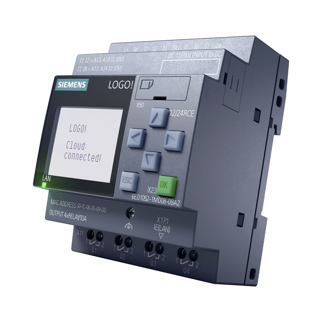 Modulo Plc Logo! 12/24Rce V8.4 – 8Di (4 Ai) / 4Do Relé / 12–24Vdc Con Display Y Ethernet