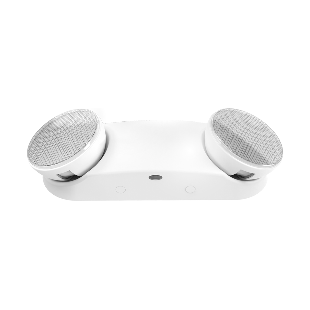 LUZ DE EMERGENCIA BLANCA TIPO MANTIS 2 CABEZALES DIRECCIONABLES 110-240VAC, AUTONOMÍA 3 HORAS-400LM LUZ FRÍA 7000K