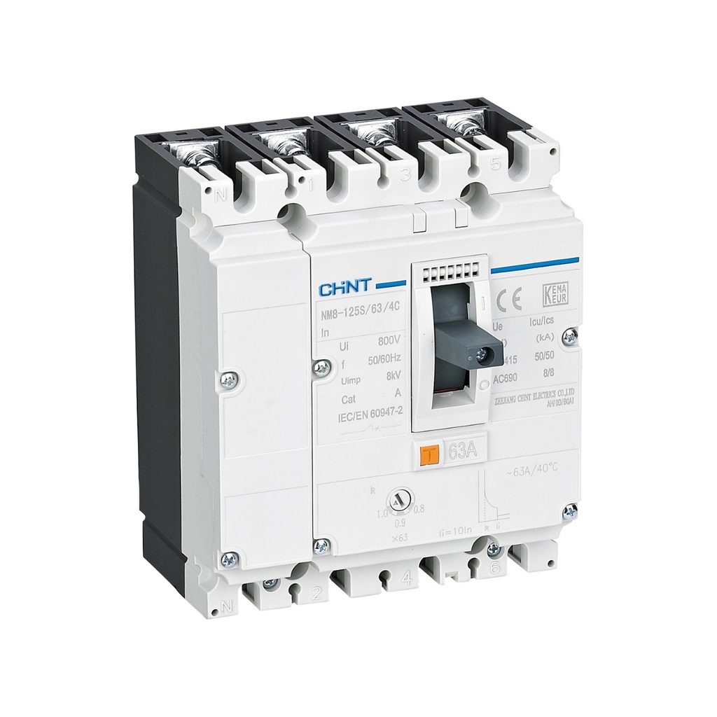 LLAVE DE FUERZA TETRAPOLAR  NM8N-125S, 4P, 40Amp, ( 0.7-1)In, Reg ( 28-40Amp), 50KA/400V.
