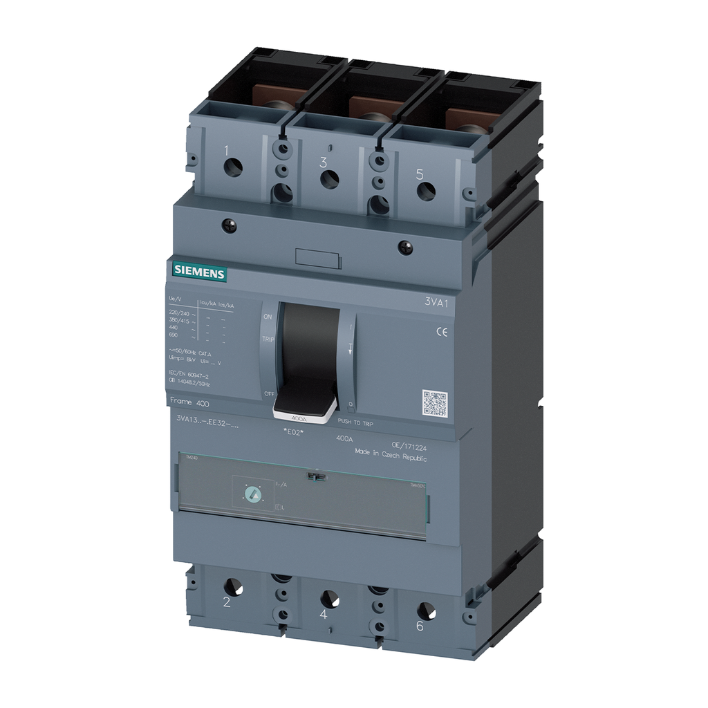 INTERRUPTOR TERMOMAGNETICO 3 POLOS FRAME 400 PODER DE CORTE CLASE S Icu=36 kA / 415 VAC, TM220, ATFM, In=400 A Ir=280...400 AMP.  Ii=10