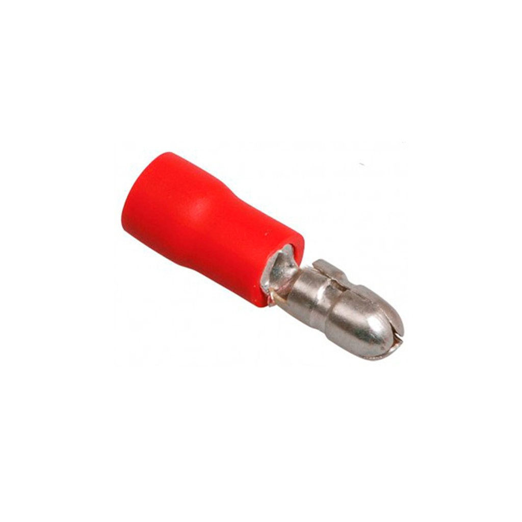 Terminal Aislado Macho Tipo Bala 16-22Awg Rojo 100Und